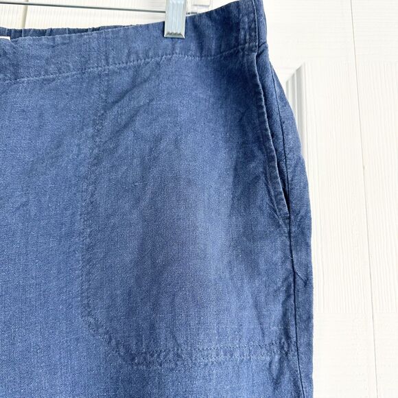 J. Jill Linen Pants Womens Size L Blue Wide Leg Cropped High Rise 100% Linen - Picture 4 of 10